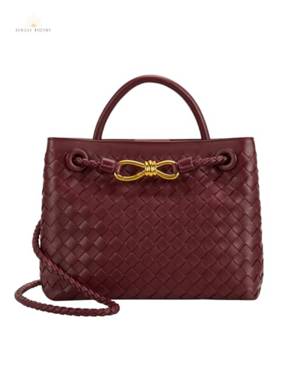 Women's Woven Faux Leather Top Handle Shoulder Bag Tote - Magnetic Closure